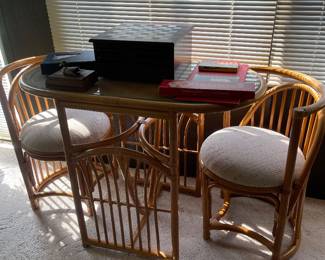 McGuire Like Game Table and Two Chairs