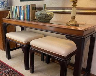 Chinese Modern Console and Ottomans