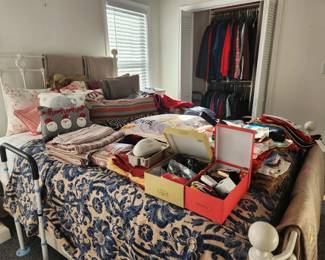 Linens, Blankets and Pillows - Vintage Christmas stockings and linens