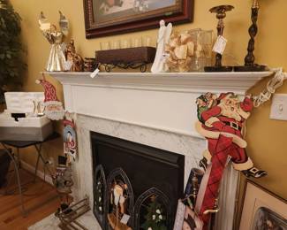 Wax Angel - Rare size 19 inches tall, Pottery Barn Ho Ho Ho set of stocking holders