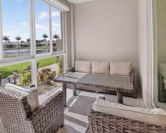 Wicker patio seating and dining set