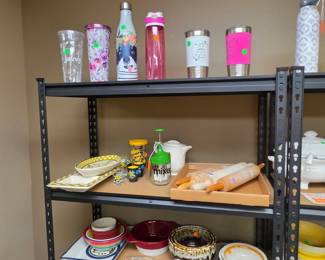 Drinking Glasses and Bottles, Wood Dough Rollers, Nut Chopper, WSU Shocker Serving Dishes and Shot Glasses, Casserole Dishes