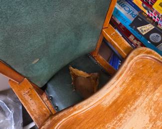 Seat on the Vintage High chair - seat pad has large hole - needs reupholstered