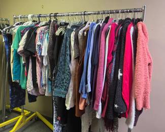 Women's Clothing - sweaters, dresses, overalls, blazers, tanks, capris - mostly sizes M - XL, a few XS/S and a few 1x/2x