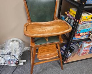 Vintage Mid-Centure High Chair - needs one leg support repaired and reupholstered