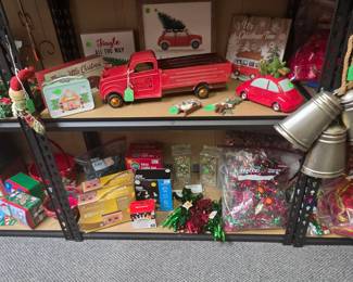 Christmas Decor - Red Vehicle Themed Decor, Christmas Lights