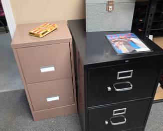 Filing Cabinets - small Taupe and Large Black Legal Size
