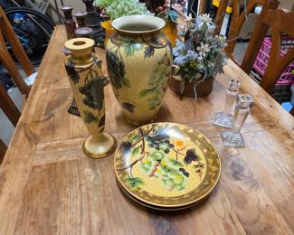 Grape Vine Decorative Plates and Vases