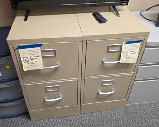 Two Tan Filing Cabinets (no file hanging bars)
