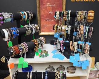 Bracelets! lots and lots of bracelets. And some vintage table lighters (not working)