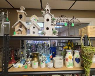Winter Church Decor, Metal Cage Decor, Ceramic Milk Jars, Candles