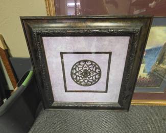 Framed and matted Metal Medallion