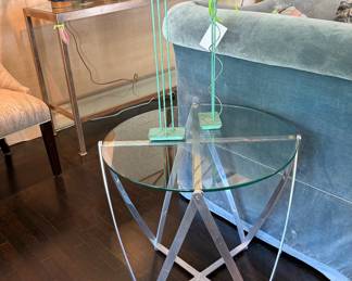 John Vesey Sculptural Aluminum and Glass Accent Table