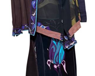 Emilio Pucci Silk Blouse & Velvet Pants Set – 1971 Floral Print