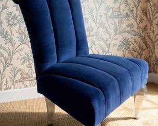 Lucite & Scalamandre Silk Velvet Chair