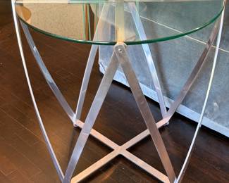 John Vesey Sculptural Aluminum and Glass Accent Table