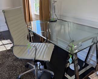 Saw horse desk and modern desk chair