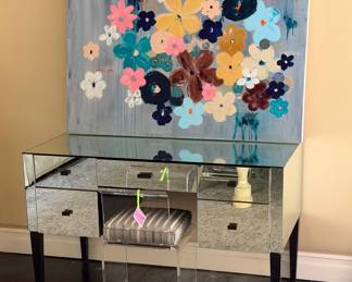 Kelly Styne Painting & mirrored Desk with Macassar Ebony pulls