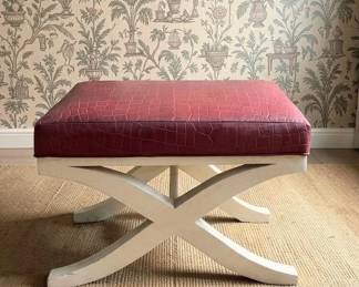 Red leather x bench