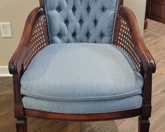 PRESALE - $40 BLUE ACCENT TUFTED ACCENET CHAIR WITH CANE SIDES