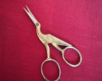 Vintage stork embroidery scissors 
