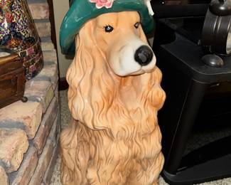 Ceramic pooch in bonnet 