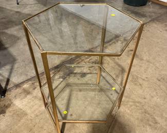 brass and glass retro side table, very cool
