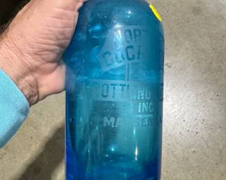 Coca Cola blue seltzer bottle