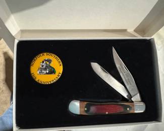 collection of knives, Norfolk Southern railroad 15th anniversary knife