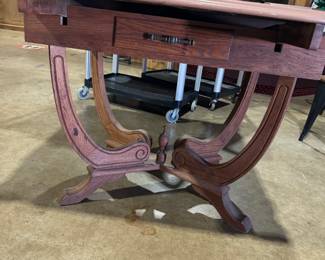 deco era enamel top kitchen table, oak base