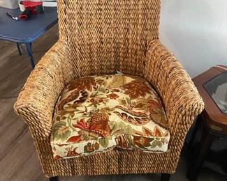 Beautiful Rattan Chairs with cushions. There are two of these