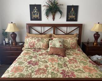 Bedroom furniture and bedding for sale. King size