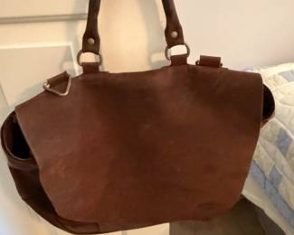 Brown leather shoulder bag handbag purse