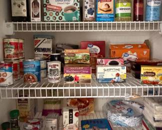 Pantry shelves with canned and packaged pantry goods