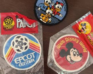 Vintage Disney embroidered patches - EPCOT Center, Walt Disney World Mickey Mouse and Donald Duck, sealed in packages
