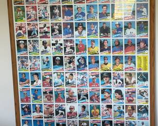 Large framed display of vintage baseball cards