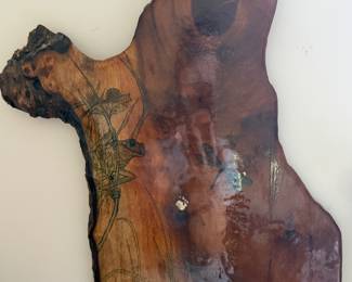 Live edge burl wood slab charcuterie serving board