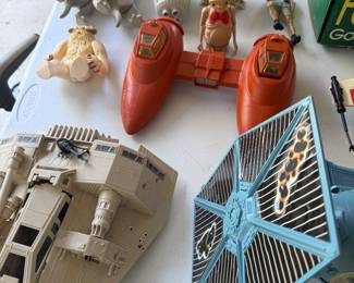 Vintage Star Wars TIE Fighter and vehicles with Tauntaun figures and action figures
