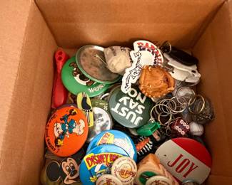 Box of hand painted Christmas ornaments and decorated ball ornaments