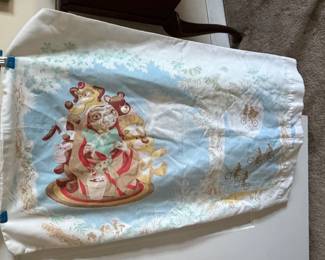 Vintage teddy bear print pillowcase and bedsheet set