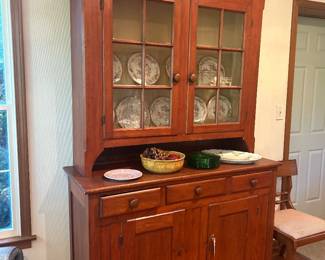 1880's Step Back Cupboard, original glass and finish. Lovely antique condition.