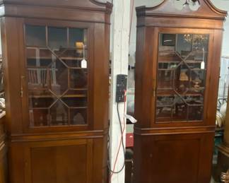 Mahogany Craftique Federal Corner Cabinets