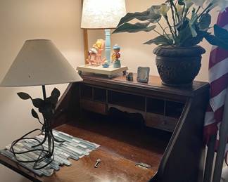 Antique drop front oak desk