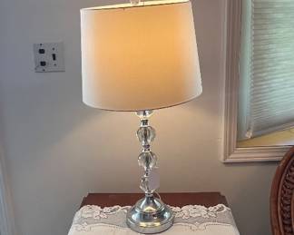 Antique side table and lamp