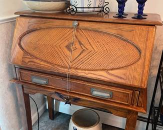 Oak drop front desk