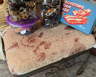 Footstool and costume, jewelry and watches