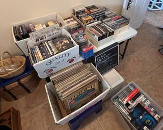 Albums, CDs, DVDs, VHS, and cassettes