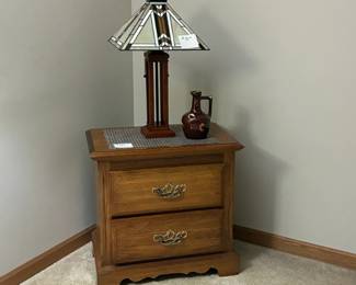 Nightstand & Beautiful Tiffany Style Lamp