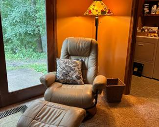 Leather Chair & Floor Lamp