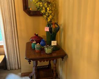 Buffet Table, Mirror & Pottery